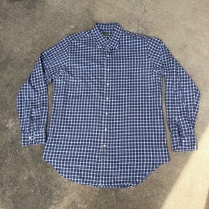 Sid Mashburn Mens Blue Gingham Check Button Down Shirt Large L Long Sleeve